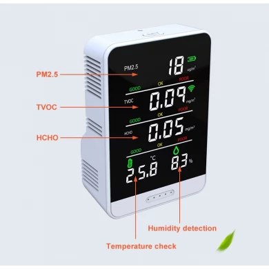 درجة حرارة سطح المكتب والرطوبة مراقبة TVOC HCHO PM2.5 الهواء في الأماكن المغلقة مراقبة الجودة