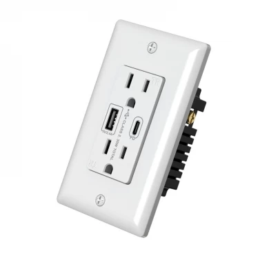 Fast charging USB A and Type-C PD Quick charger wall outlets chargers with USB Charging Ports 5V 2.4A