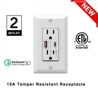 Fast Charging USB - Type -C PD Charging Dual QC 3.0 Quick Charge USA Outlets Wall Outlets