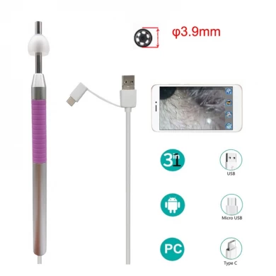 Brandpuntsafstand 1,5 cm mini 3,9 mm digitale otoscoop voor oorcontrole