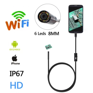 HD 720P Waterproof Smart WIFI Endoscope 8mm Inspection Snake Camera Borescope Video Inspection Camera for IOS Android Windows Pc