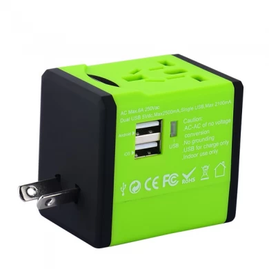 Popular travel adapter with 2 usb charger worldwide charger plug and socket ST-618