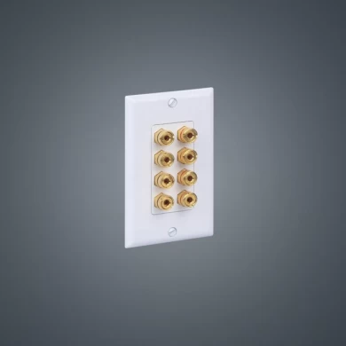 Standard Audio/Video Wall Jack, Gold Plated Copper Banana Binding Post  Coupler Type Wall Plate