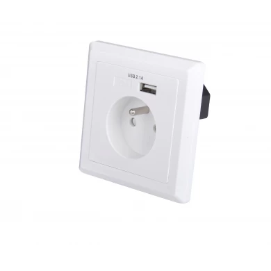 USB-21 Schuko socket 80*80 type French socket Wall plate Single ports USB Charger