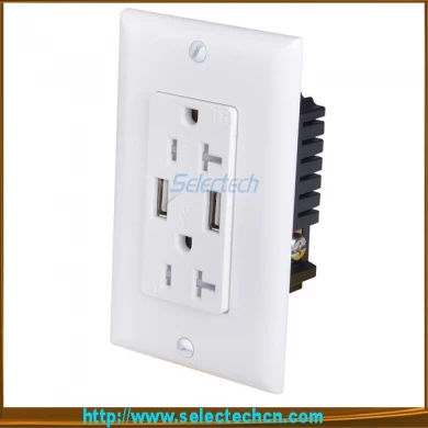 USB-30/31-A/A High Speed universal wall socket Dual USB Charger Outlet Receptacle USA electrical receptacle types with TR 15A
