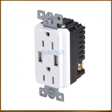 USB-30/31-A/A High Speed universal wall socket Dual USB Charger Outlet Receptacle USA electrical receptacle types with TR 15A