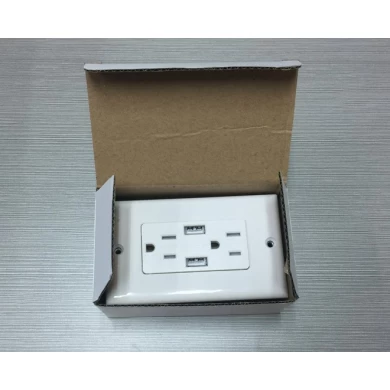 USB-30/31-A / A Enchufe de pared universal de alta velocidad Receptáculo de salida de cargador USB dual Receptáculo eléctrico de EE. UU. Con TR 15A