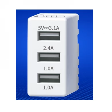 وحدة شاحن USB 3 منافذ أوعية USB 5V 3.1A