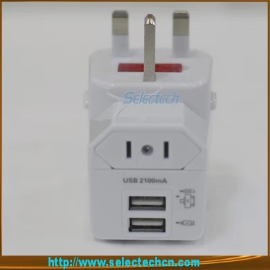 unique design dual usb Schuko Plug Adapter universal And 1A Output SE-MT82