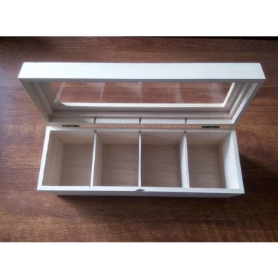 China manufacturer customizable cheap paulownia wood tea box with 4 compartments