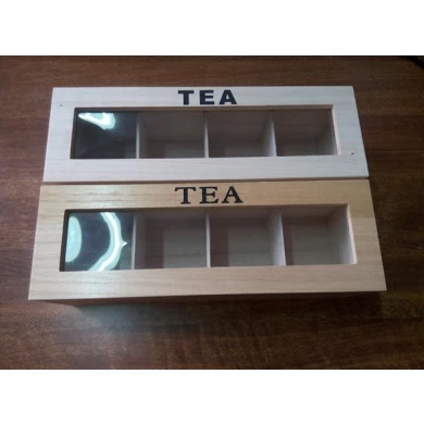 China Hersteller anpassbar billig Paulownia Holz Tee Box mit 4 Fächern