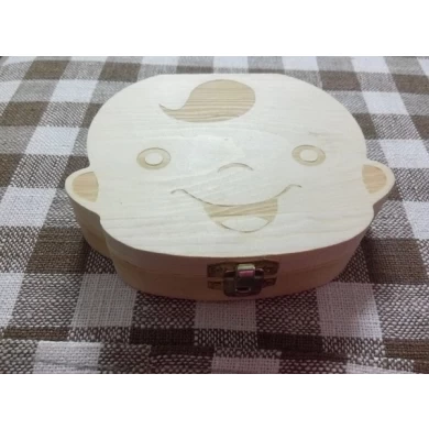 Natrual pine wood baby teeth box China manufacturer