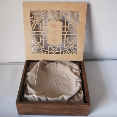 Tea packing wooden box with machine cut design