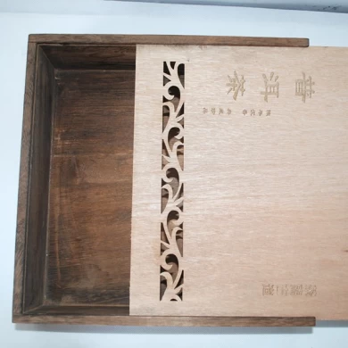 Tea packing wooden box with machine cut design