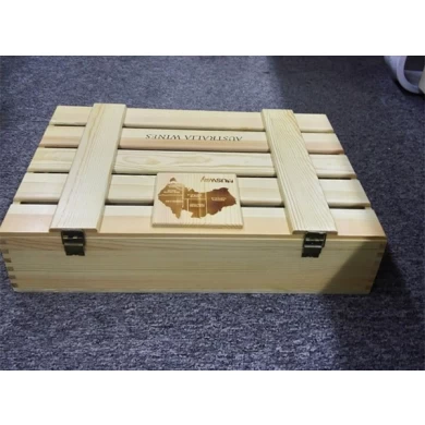 कस्टम लोगो के साथ हवा का झोंका देवदार की लकड़ी 6 शराब की बोतल बॉक्स