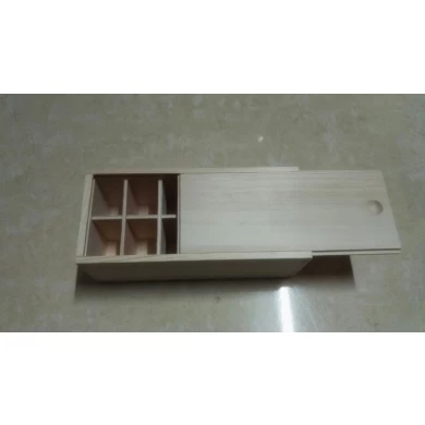 boîte de bois de pin couvercle coulissant avec 12 compartiments