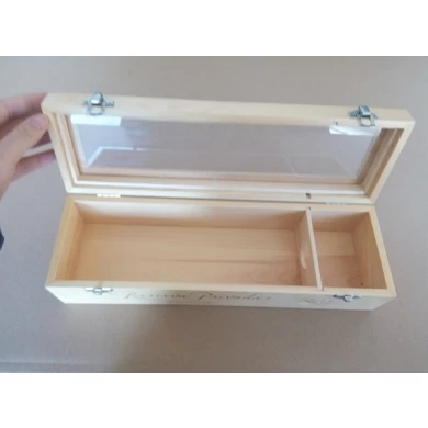 wooden gift box with plexiglass clear lid