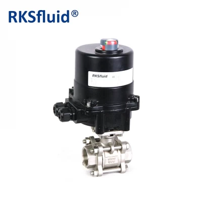2 inch stainless steel motorized electric actuator thread 3pc floating BV ball valve