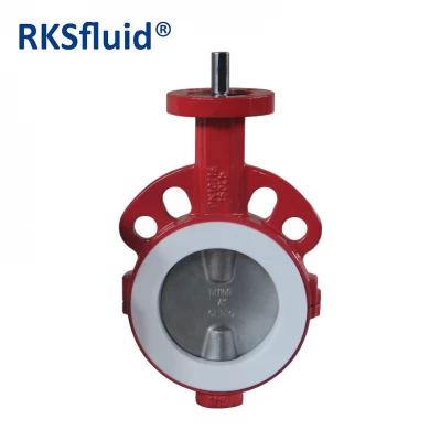 ANSI WCB Carbon Steel Acid Base DN100 Ductile Iron Wafer Type PTFE Lined Butterfly Valve PN16 Class 150 in Stock
