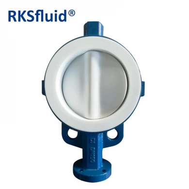 BS EN Standard DN150 DN250 Ductile Iron Wafer Type PTFE Lined Butterfly Valve PN10 PN16 for Water