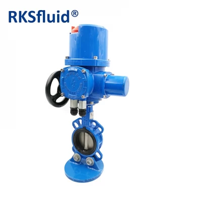 Cast iron SS disc elect electric operated wafer type butterfly valve