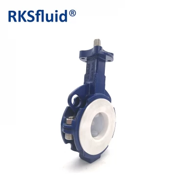 China CHinese Hardware butterfly valve wafer PTFE PFA disc acid application DN50