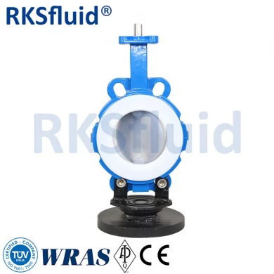 China Chinese Butterfly valve DN100 4IN PTFE griffin PFA wafer lug bare shaft acid