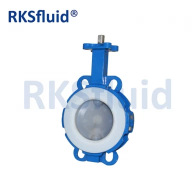 China Chinese Butterfly valve DN100 4IN PTFE griffin PFA wafer lug bare shaft acid