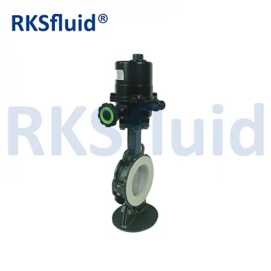 China Chinese butterfly valve PTFE sear PFA disc DN100 4IN electric actuator