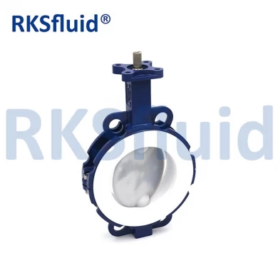 China chinese butterfly valve DN125 5IN wafer lug PTFE PFA  coated acid alkali application