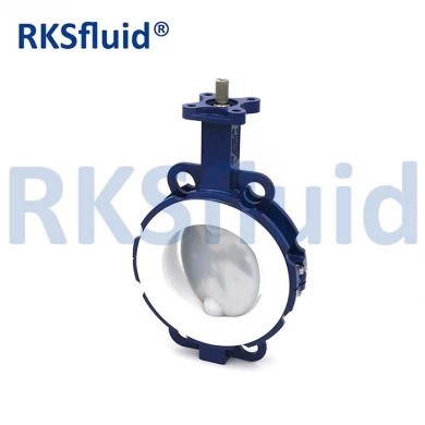 China chinese butterfly valve DN125 5IN wafer lug PTFE PFA  coated acid alkali application