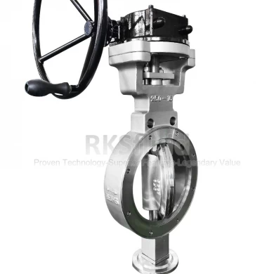 Chinese industrial valve API mining CF8 DN250 PN16 SS wafer type triple eccentric butterfly valve