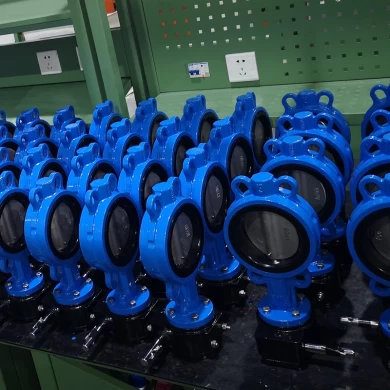 DIN ductile iron PN10 PN16 water treatment resilient seat wafer type butterfly valve