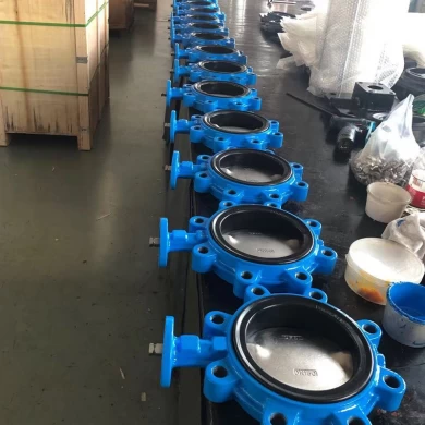 DIN ductile iron PN10 PN16 water treatment resilient seat wafer type butterfly valve