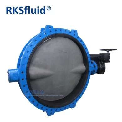 DIN3302 Epoxy Coated Ductile Iron Resilient Seat Double Flange Butterfly Valve DN600 DN800 DN1000