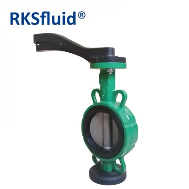 DN100 4" butterfly valve PN10 PN16 150lbs ductile iron CF8 wafer type resilient seat water butterfly valve with handle lever