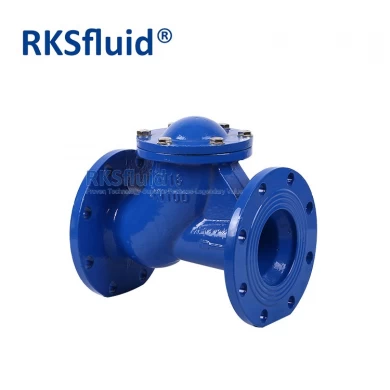 DN100 DN200 ductile cast iron rubber ball type check valve flange ends PN6 PN10 PN16 for sewage