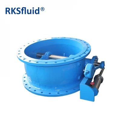 Válvula de retención de inclinación de doble brida de hierro dúctil con amortiguador hidráulico para aguas residuales de agua