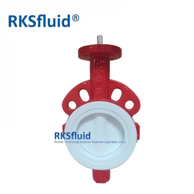 Factory Price DN100 4inch Ductile Casting Iron Wafer PTFE Lined Butterfly Valve PN10/16 Water Oil Gas