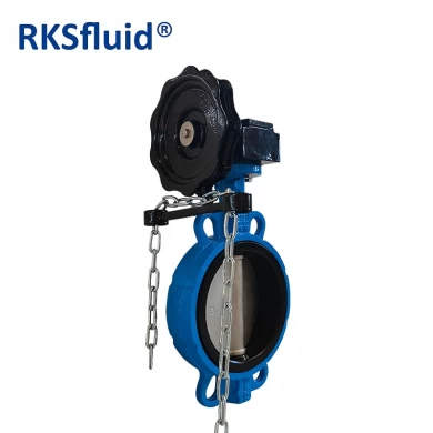 Factory direct ductile iron CF8 DN150 pn25 chain wheel wafer lug type resilient seat butterfly valve cheap price list