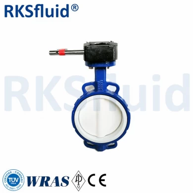 PTFE Rubber Wafer Type Ductile Iron Material Pneumatic Butterfly Valve