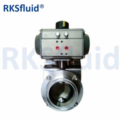 Pneumatic actuator stainless steel food grade sanitary butterfly valve