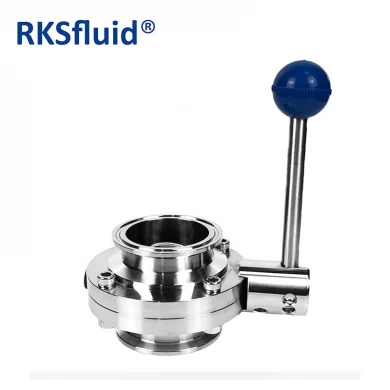 RKSfluid Stainless Steel 304 316L 2 Inch Manual/Pneumatic Actuated Sanitary Butterfly Valve