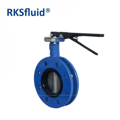 RKSfluid chinese butterfly valve price DIN standard rubber lining disc gear U Section type flanged concentric butterfly valve with gear box