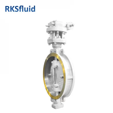 RKSfluid manufacturer industrial valve API 609 dn500 pn10 CF8 carbon steel wafer/lug type triple eccentric butterfly valve price