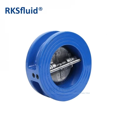 RKSfluid water valve EPDM NBR seated ductile iron wafer dual plate check valves DN200 PN16 ANSI