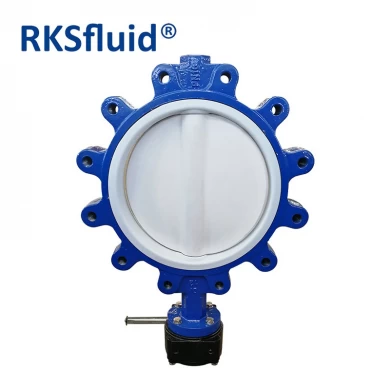 Resilient Seated PTFE Cast Iron Manual Wafer Type Butterfly Valve