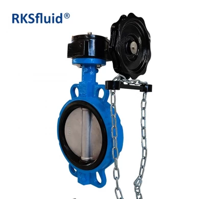 Wafer type Gearbox operated with Chain Wheel Stainless Steel Disc Wafer Butterfly Valves