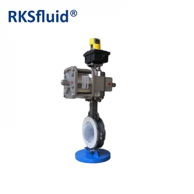 Pneumatic actuator PTFE-coated butterfly valve