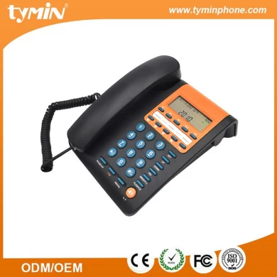 Téléphone filaire d'identification de l'appelant à montage mural, produit chaud dans le Guangdong, avec 9 groupes de mémoire à contact unique (TM-PA127)